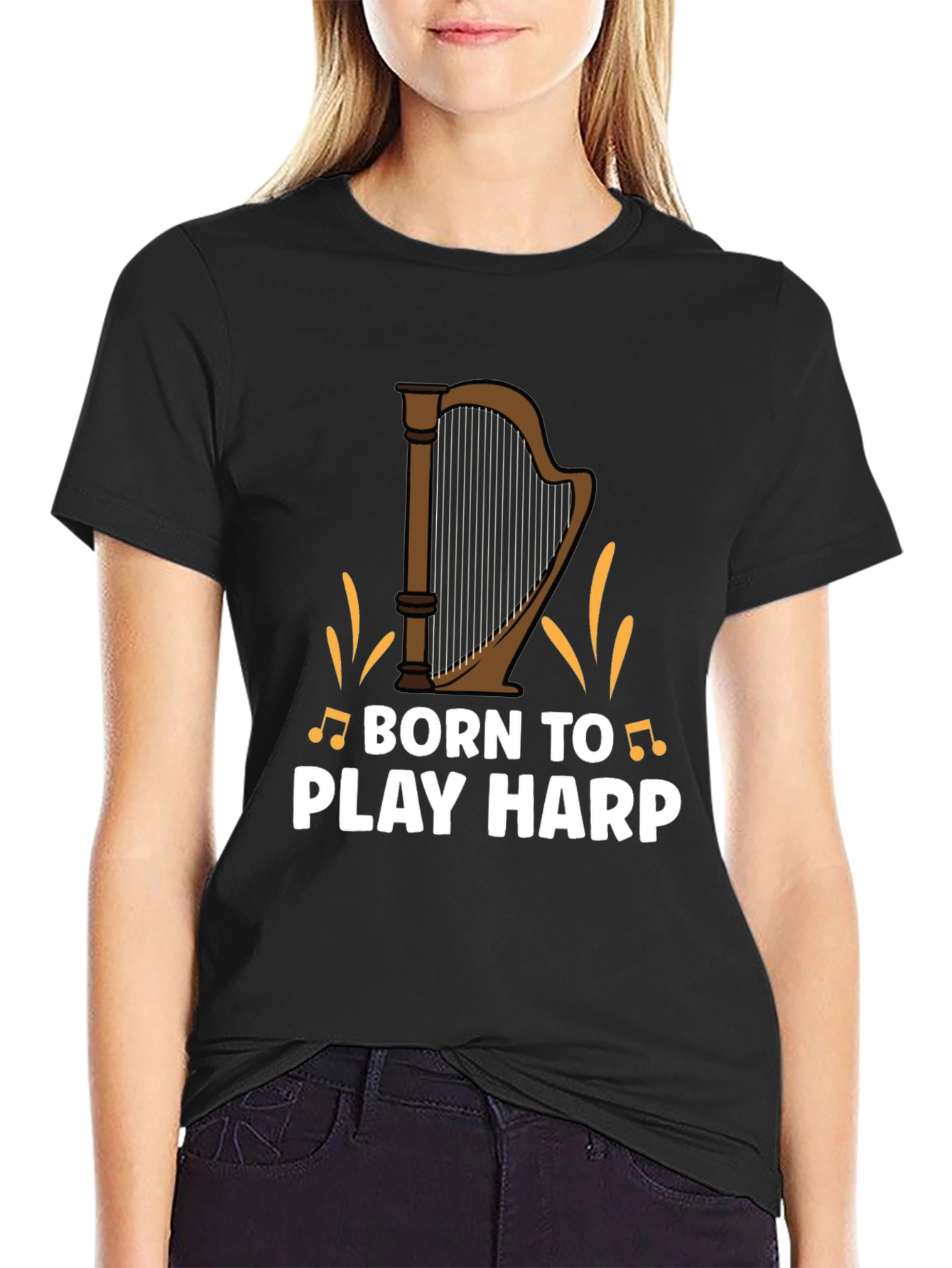 Born to Play Harp Graphic Tee - Musicians Shirt