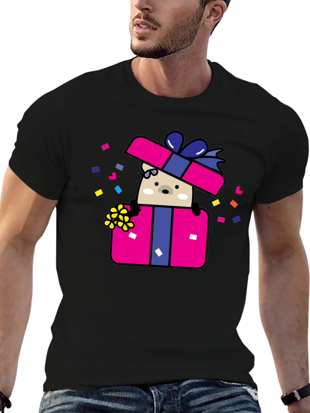 Bear in Gift Box Graphic Tee