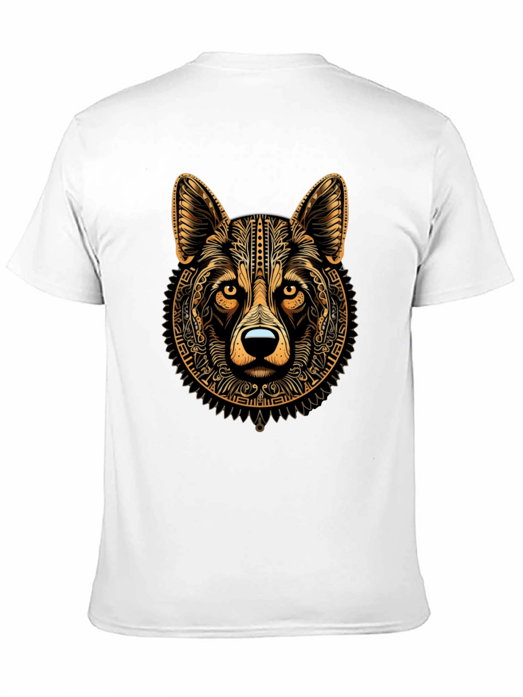 Tribal Wolf Graphic Black Tee