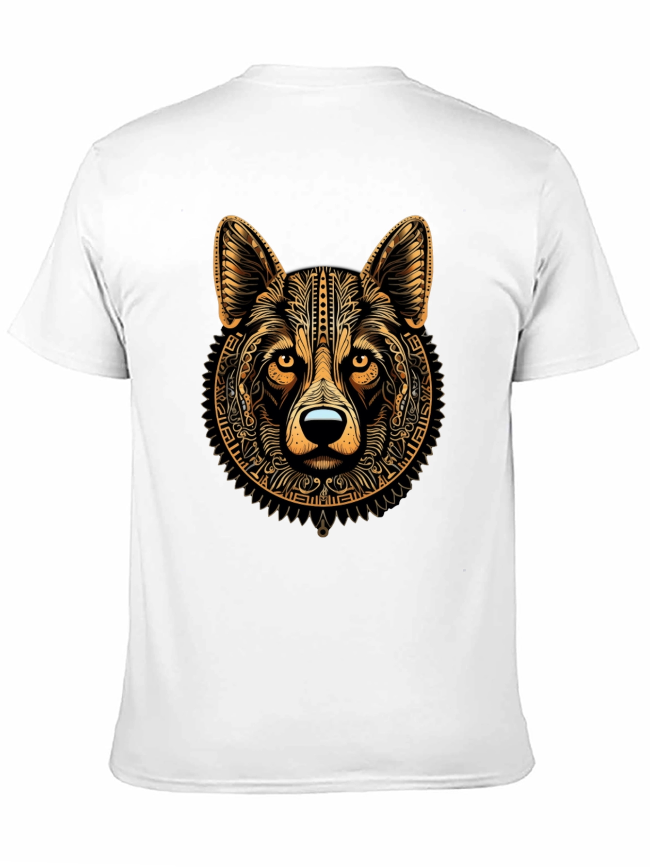 Tribal Wolf Graphic Black Tee