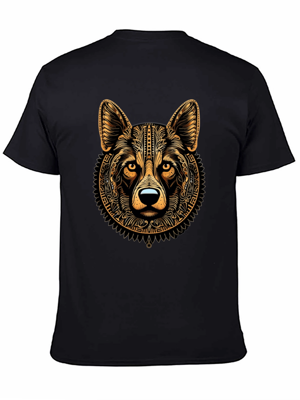 Tribal Wolf Graphic Black Tee