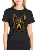 Tribal Wolf Graphic Black Tee