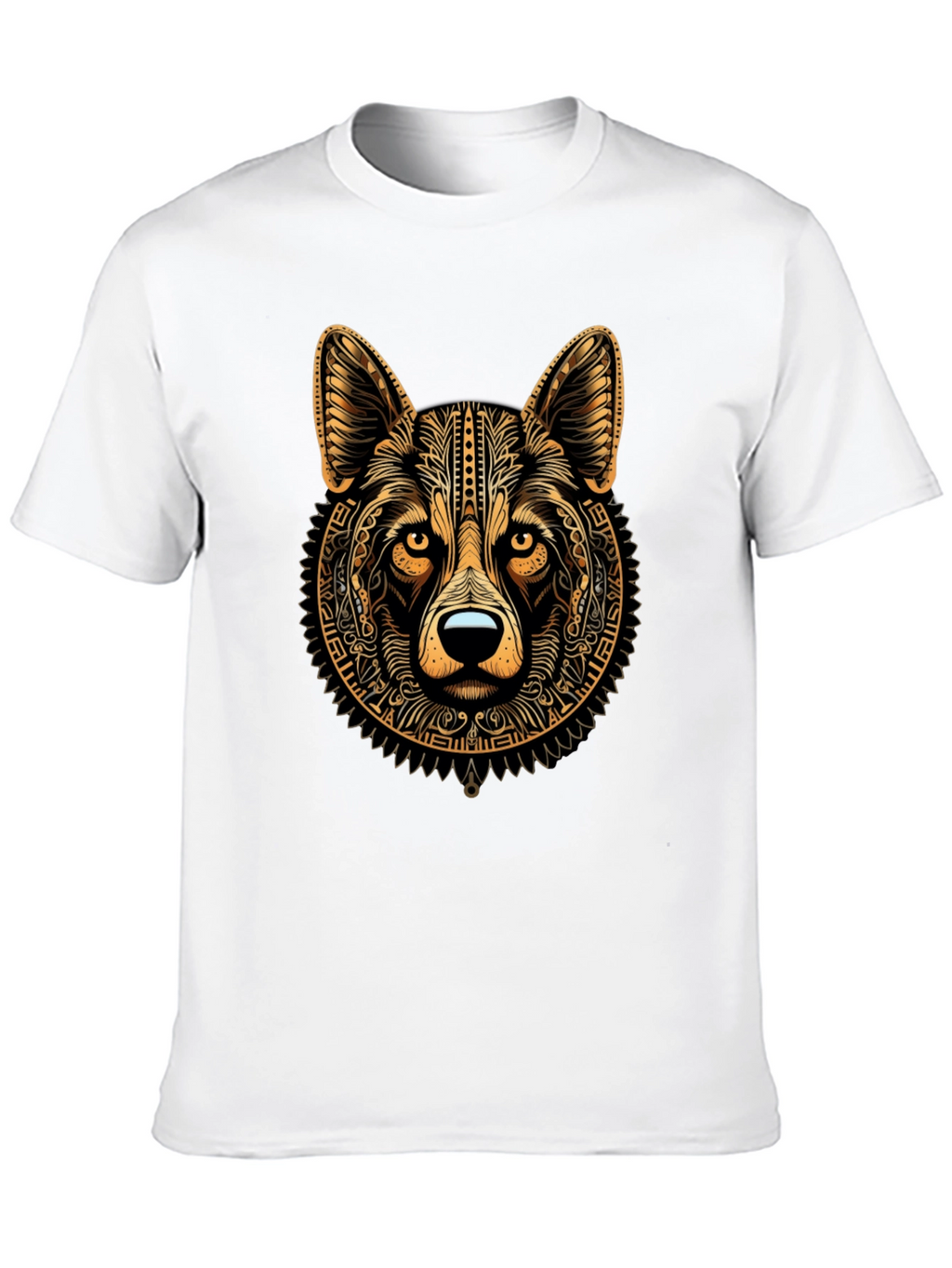 Tribal Wolf Graphic Black Tee