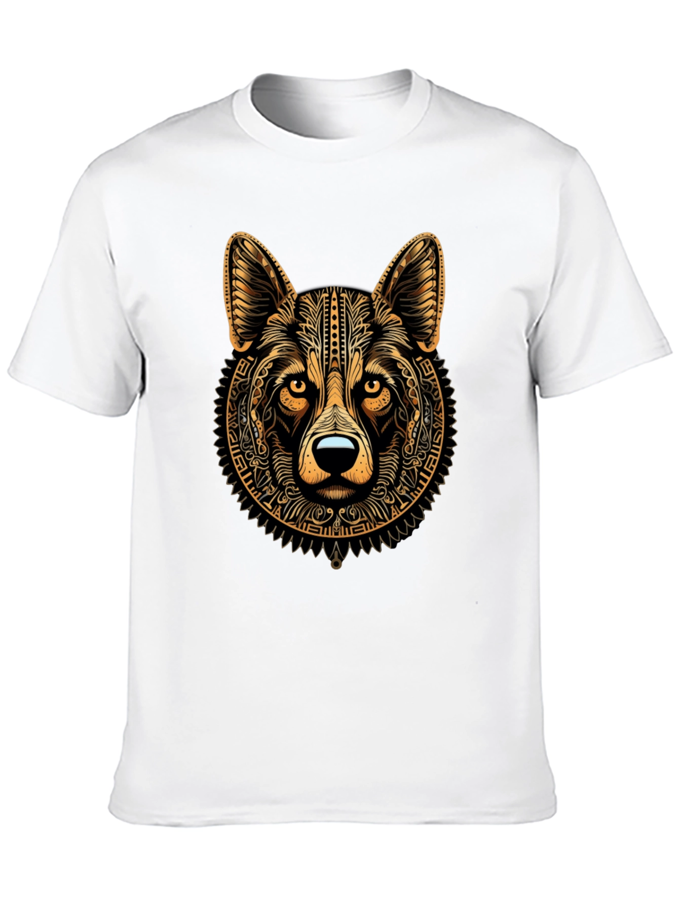 Tribal Wolf Graphic Black Tee