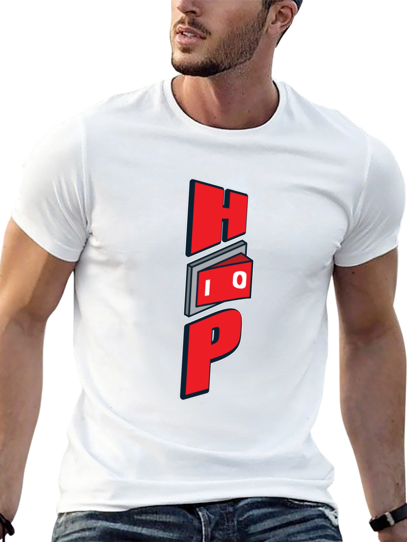 Unique Graphic Black T-Shirt - Red HOP Design