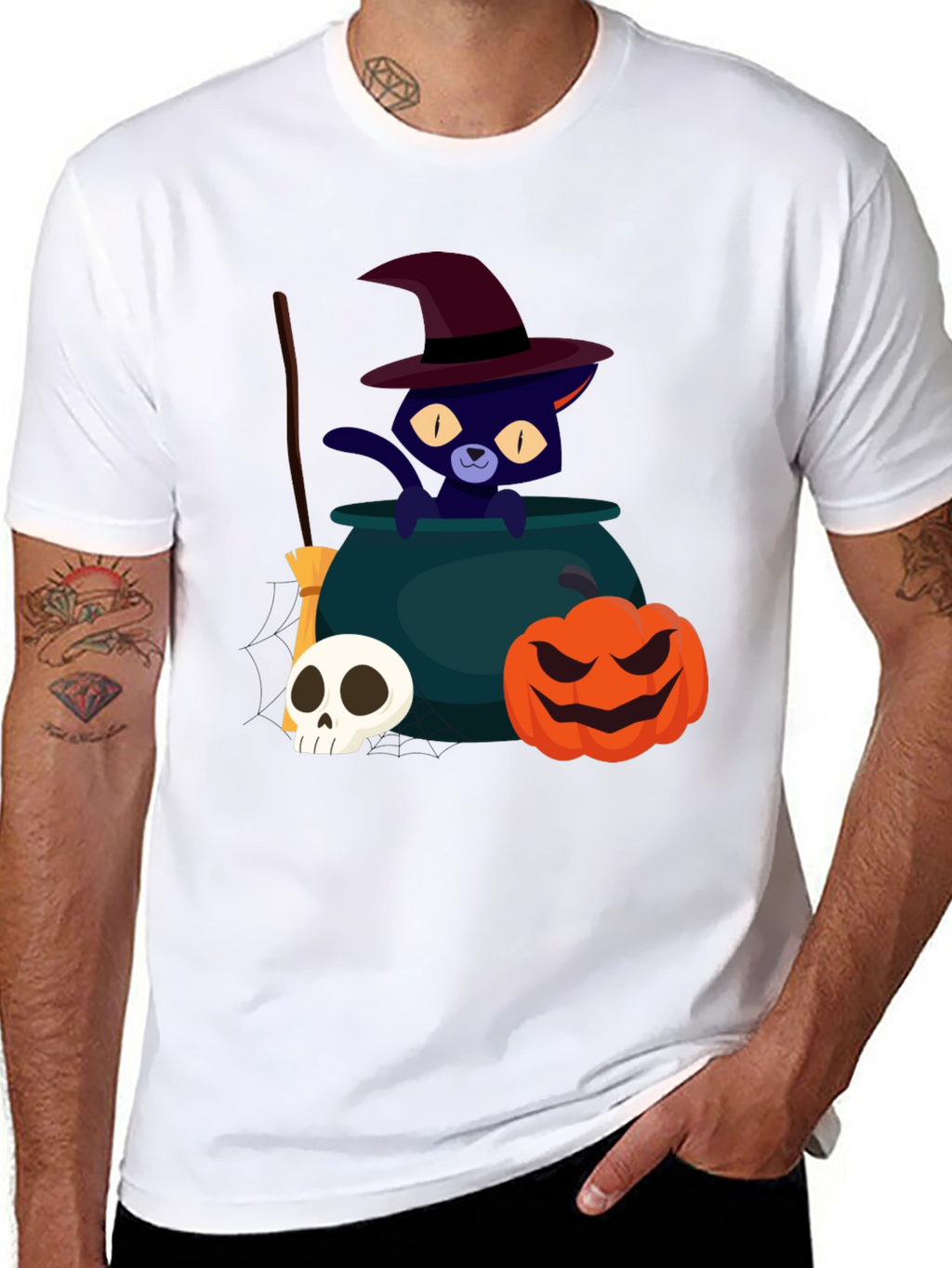 Halloween Cat Witch T-Shirt