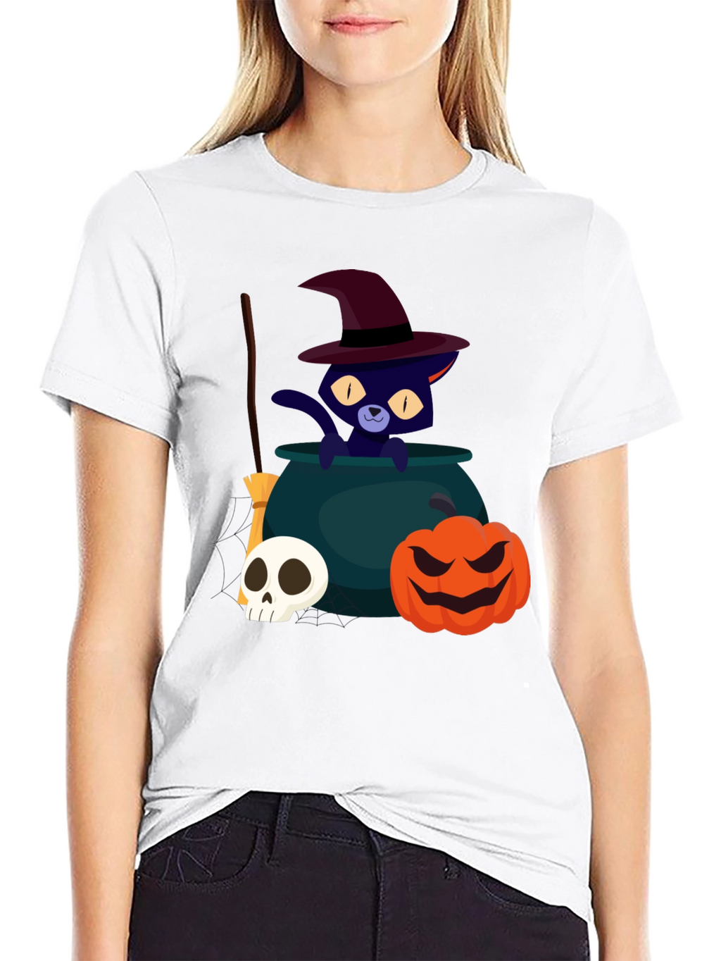 Halloween Cat Witch T-Shirt