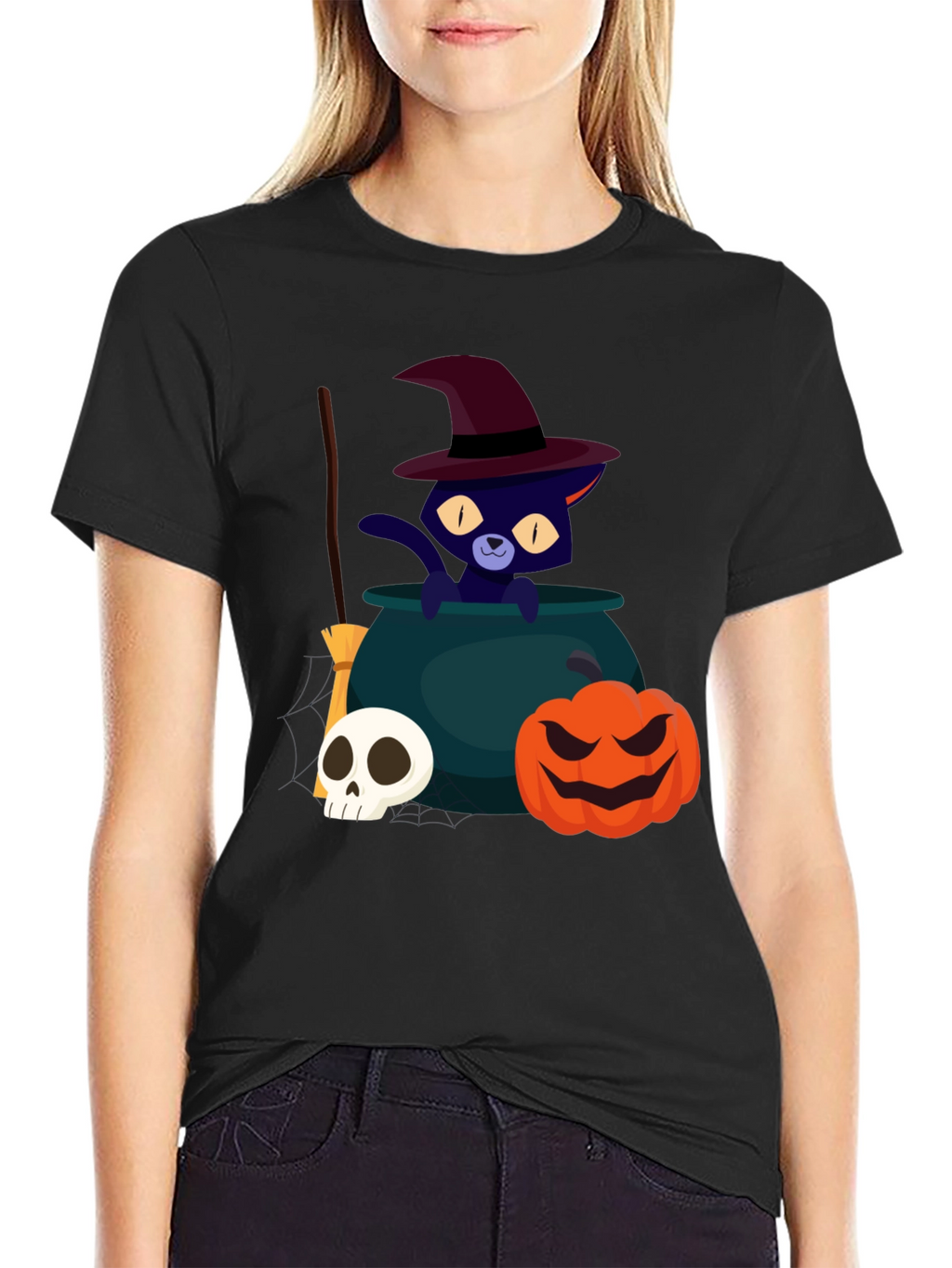 Halloween Cat Witch T-Shirt