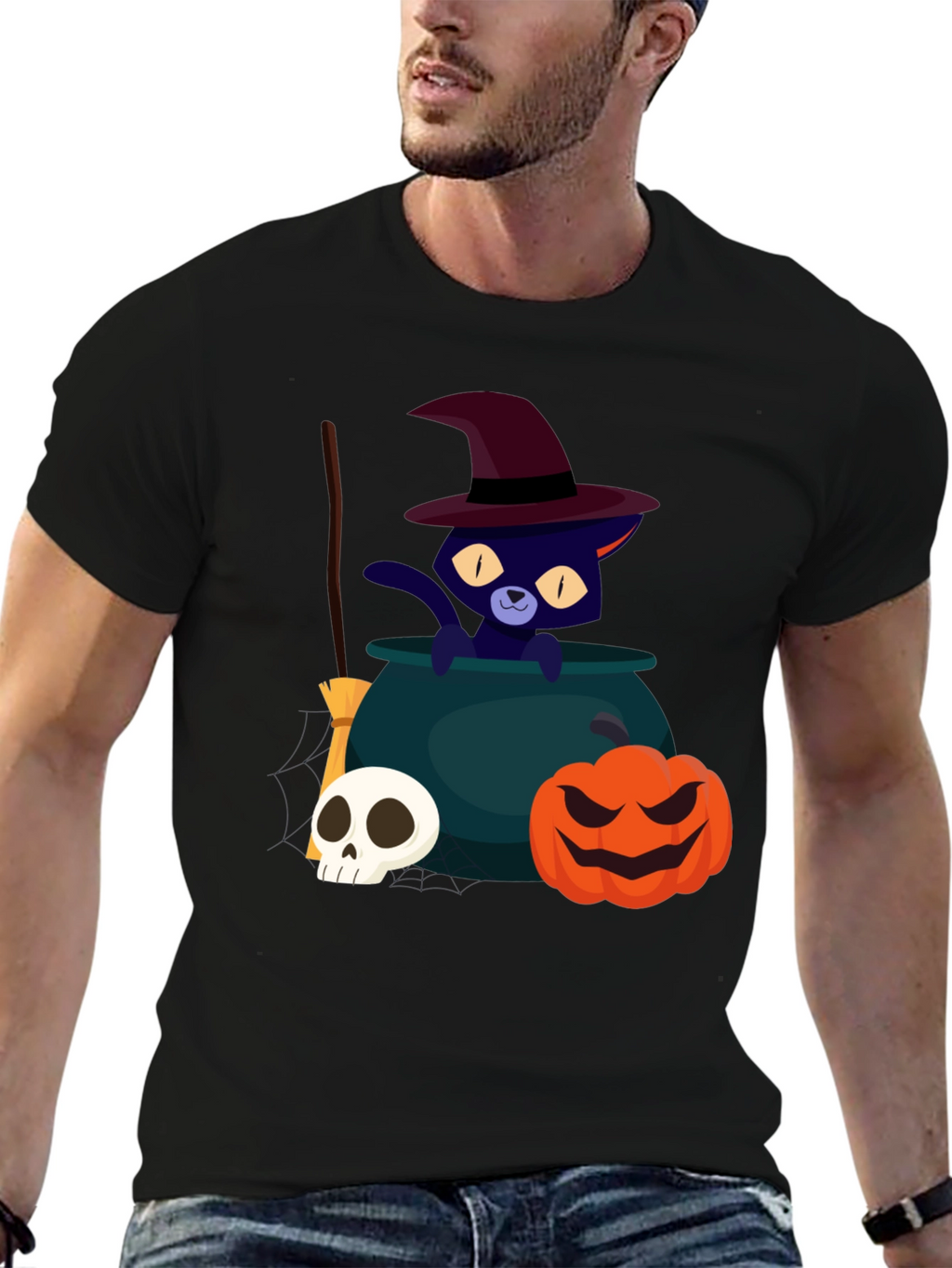 Halloween Cat Witch T-Shirt