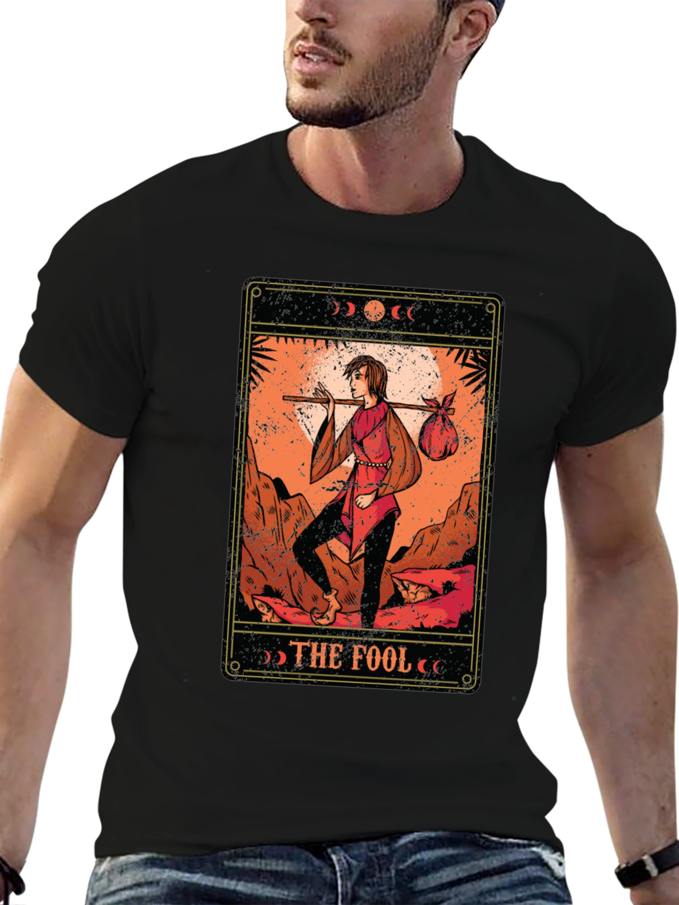 The Fool Tarot Card Graphic T-Shirt - Black