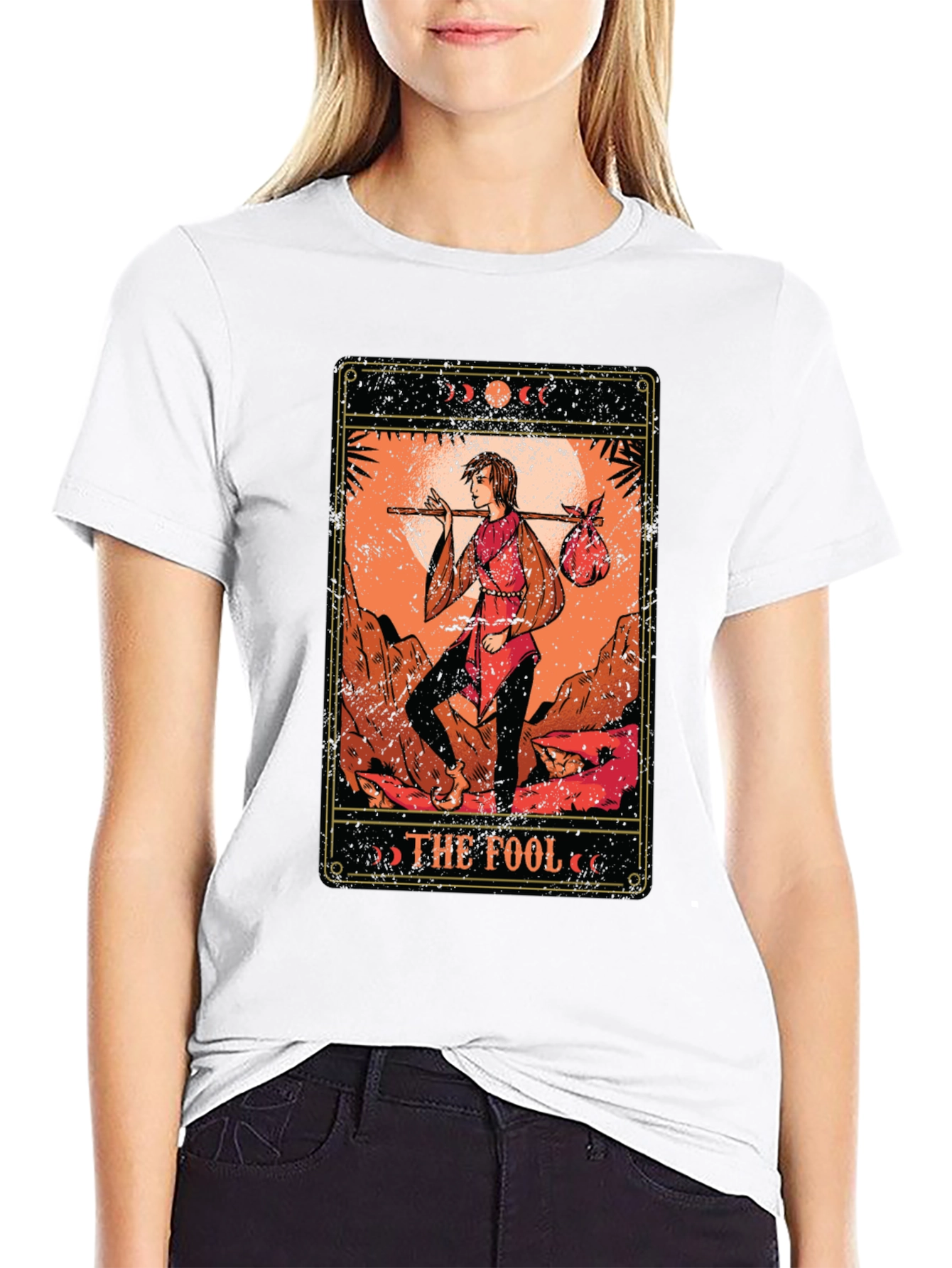 The Fool Tarot Card Graphic T-Shirt - Black