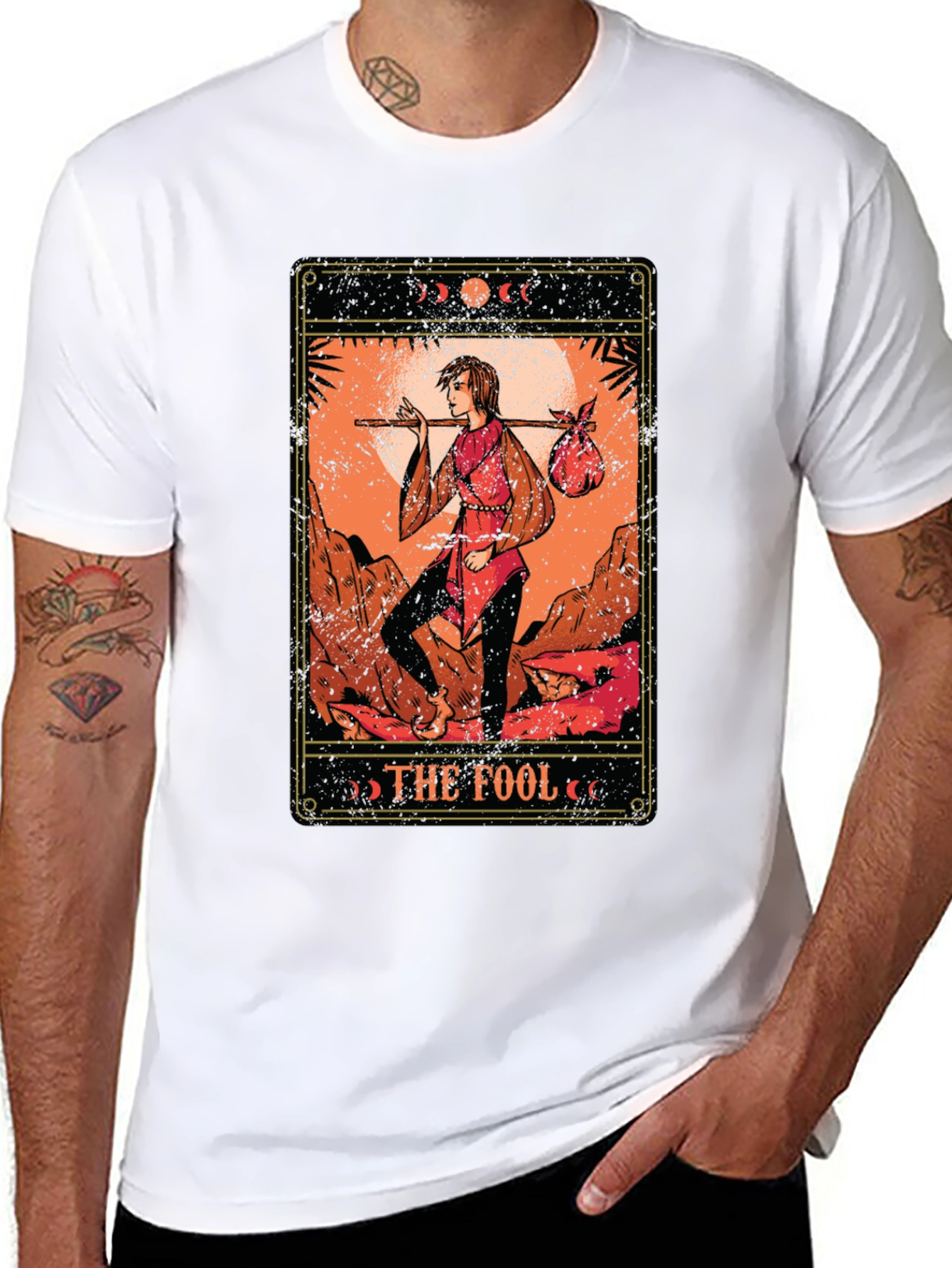 The Fool Tarot Card Graphic T-Shirt - Black