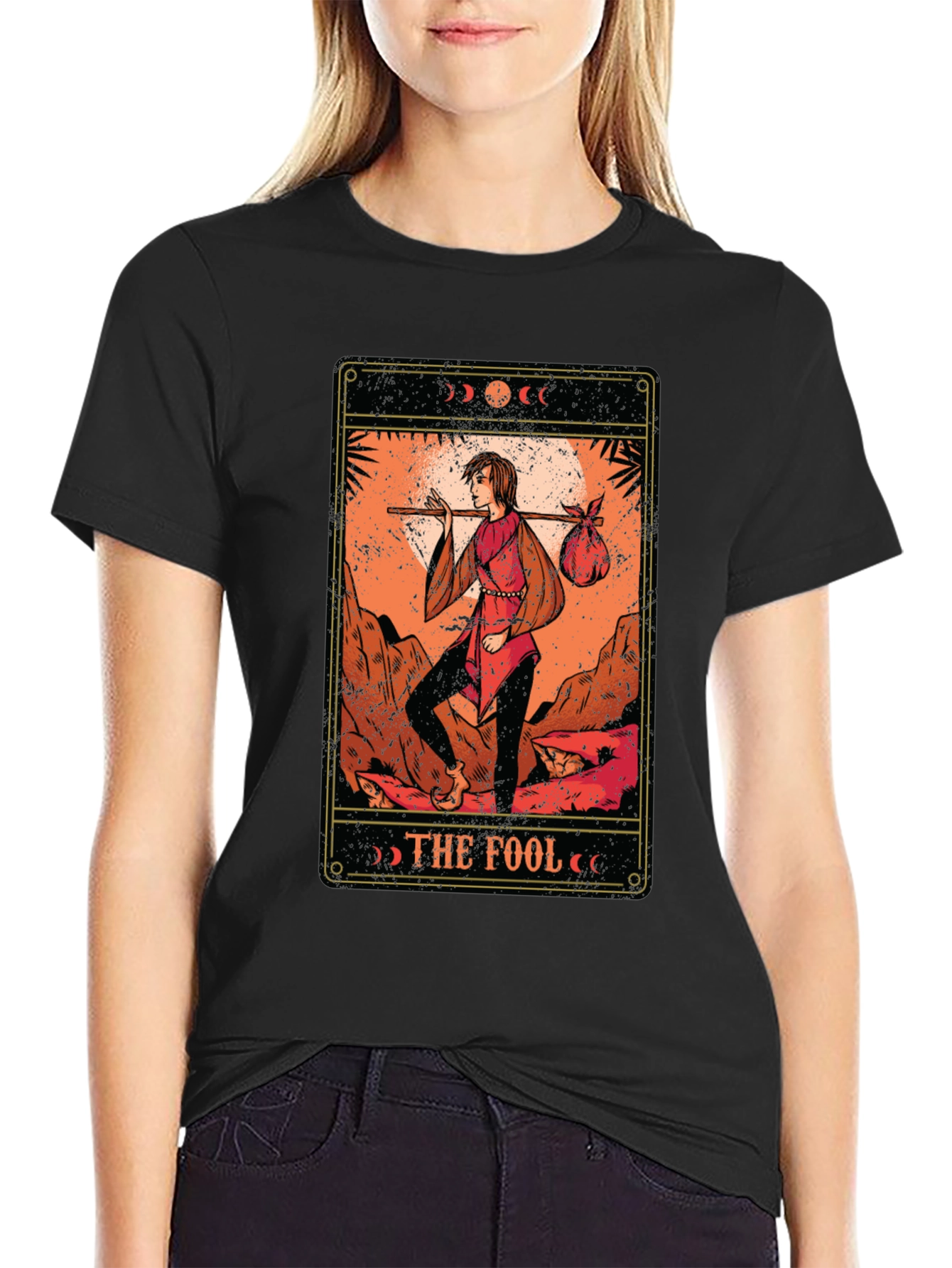 The Fool Tarot Card Graphic T-Shirt - Black