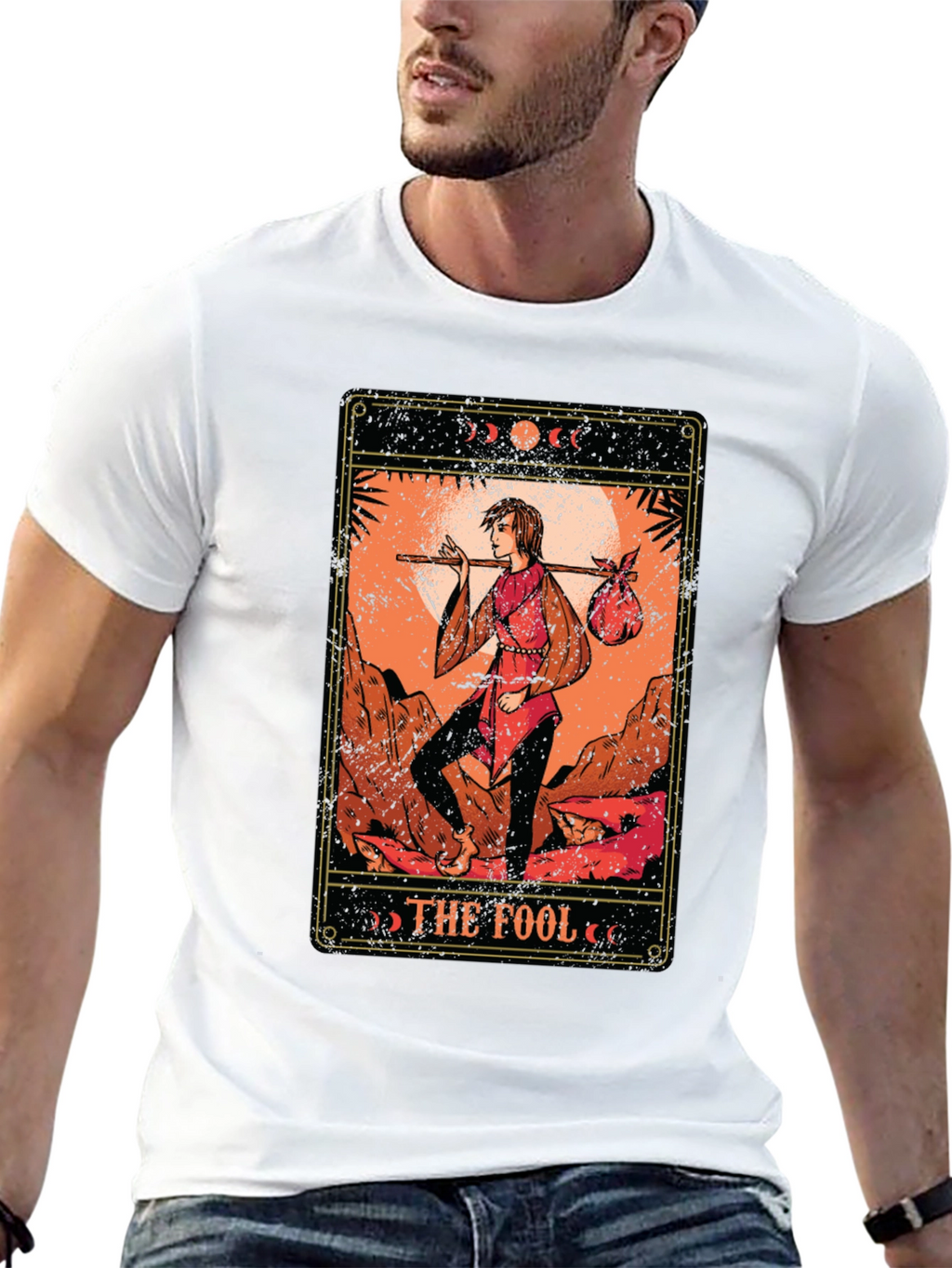 The Fool Tarot Card Graphic T-Shirt - Black