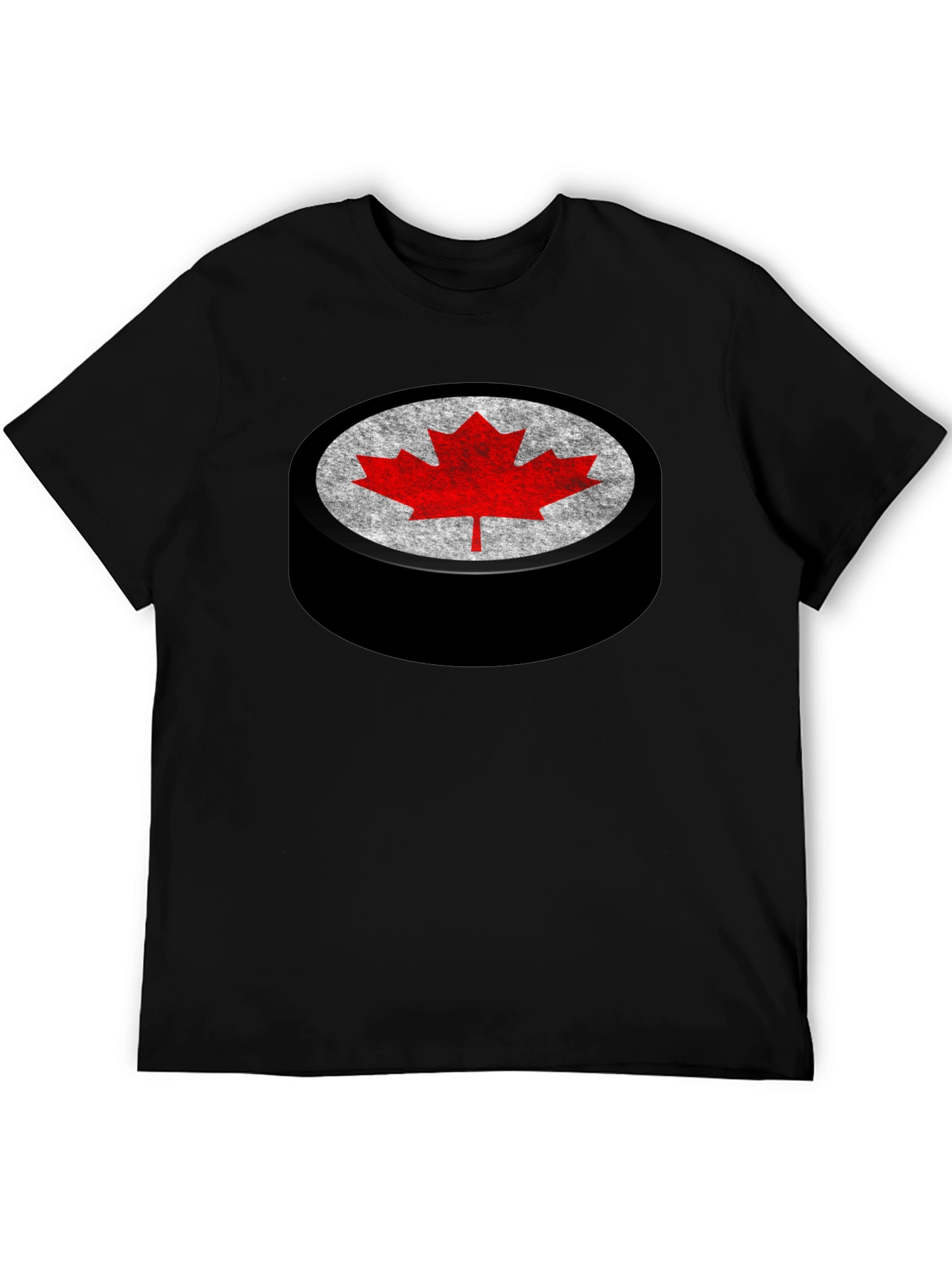 Canadian Hockey Puck Maple Leaf Graphic Tee