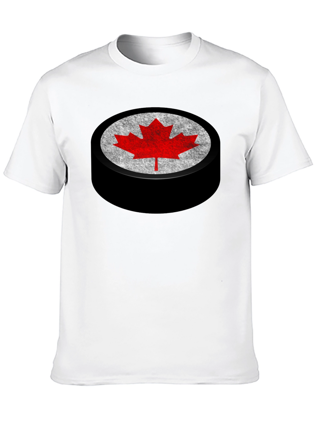 Canadian Hockey Puck Maple Leaf Graphic Tee
