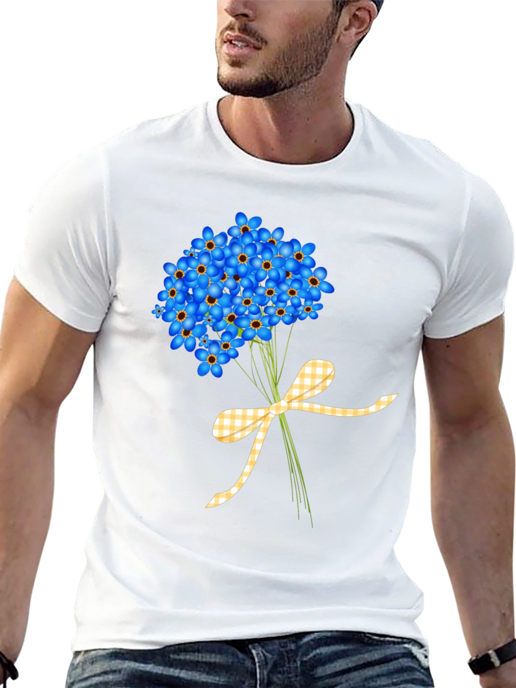 Floral Bouquet Graphic Tee - Forget-Me-Nots
