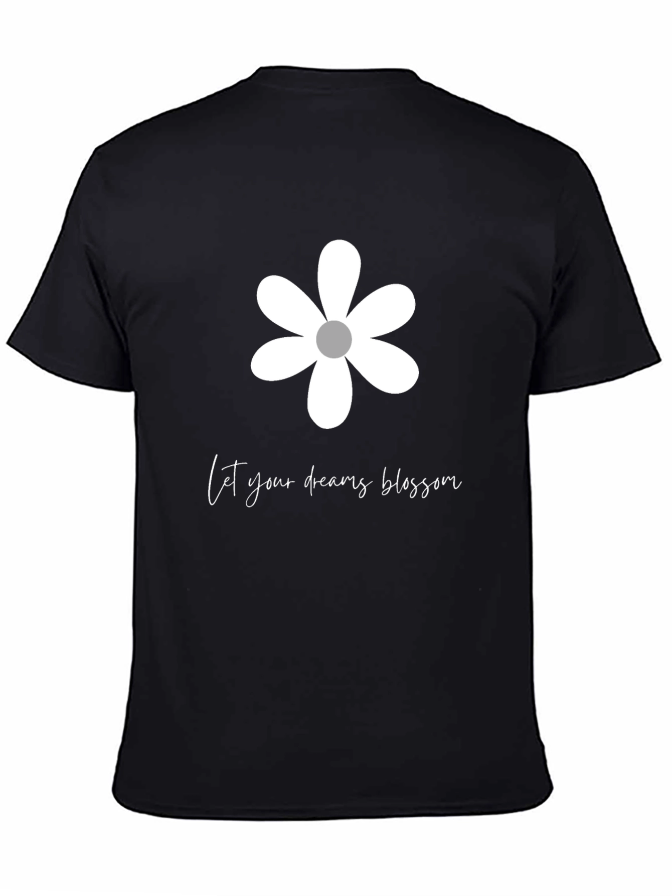 Dream Blossom Graphic Tee - Black Cotton Blend T-Shirt