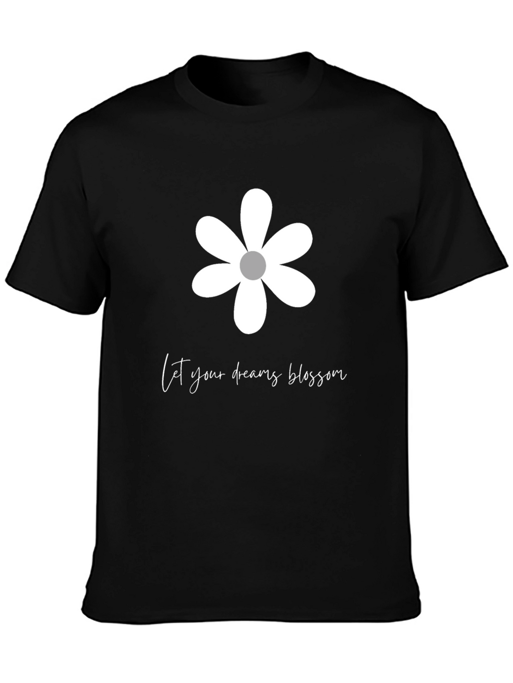 Dream Blossom Graphic Tee - Black Cotton Blend T-Shirt