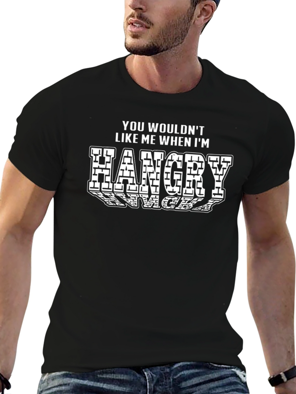 Hangry Graphic Print Black T-Shirt