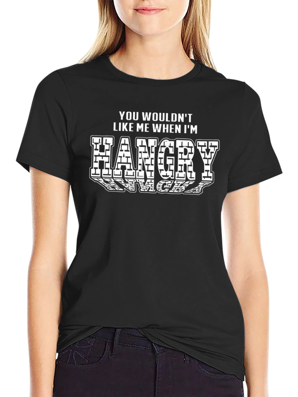 Hangry Graphic Print Black T-Shirt