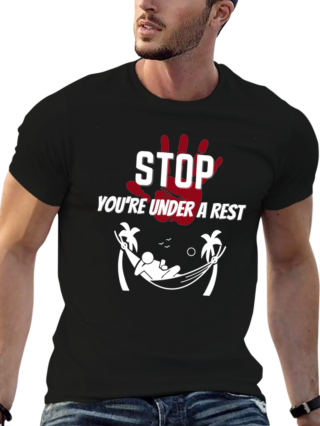 Relaxing Arrest Black Graphic T-Shirt