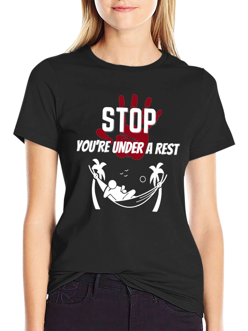 Relaxing Arrest Black Graphic T-Shirt