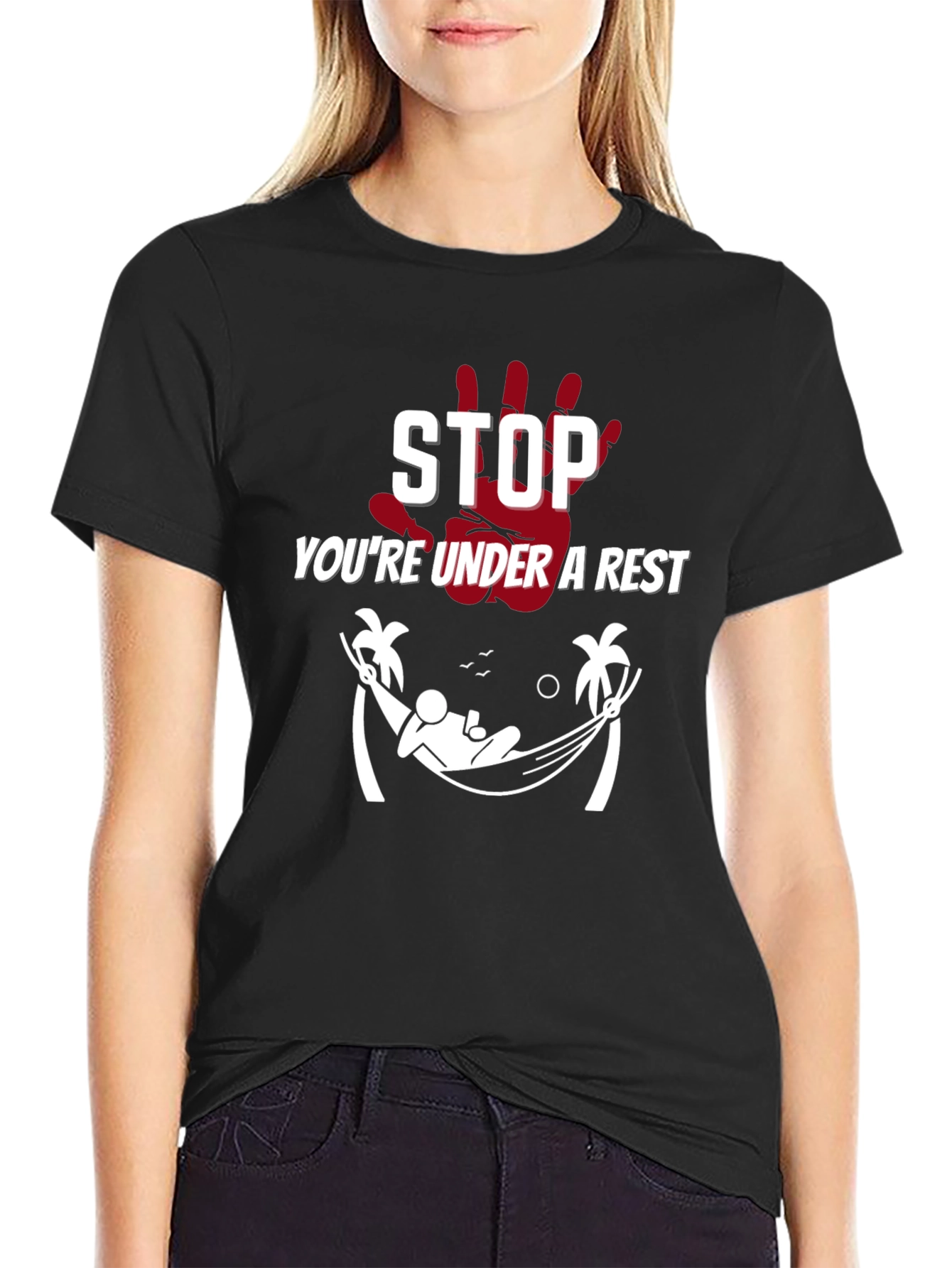 Relaxing Arrest Black Graphic T-Shirt