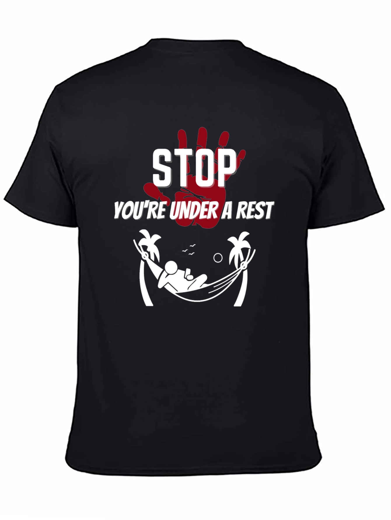 Relaxing Arrest Black Graphic T-Shirt