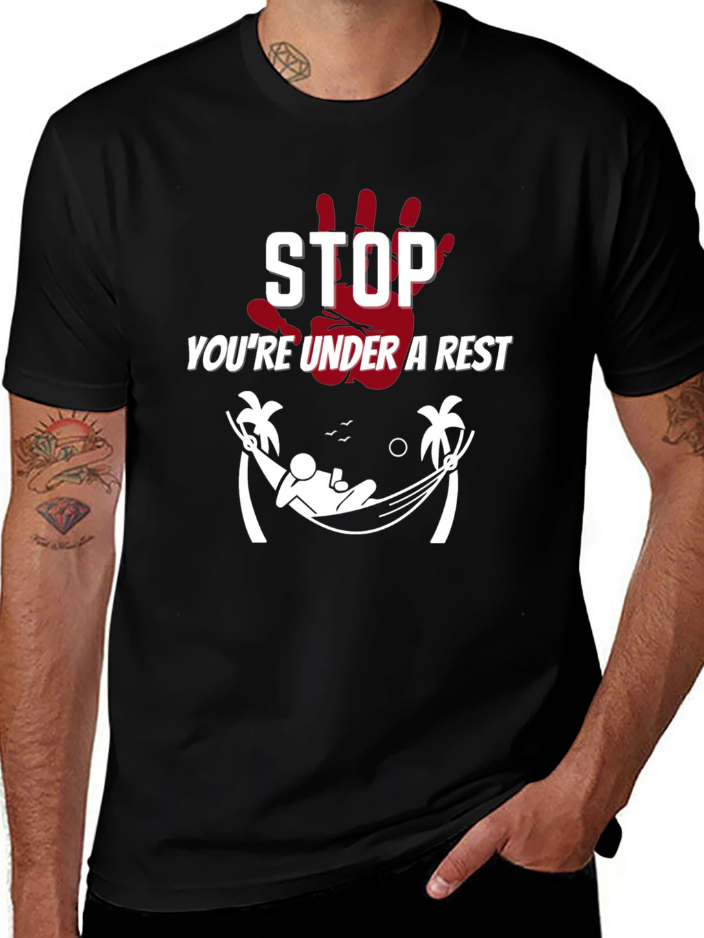 Relaxing Arrest Black Graphic T-Shirt