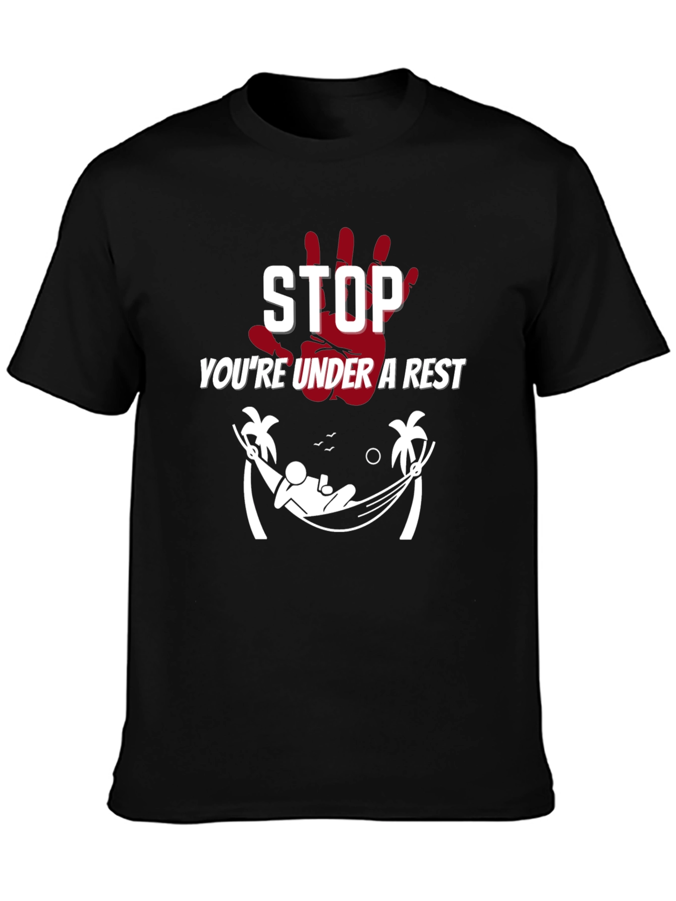 Relaxing Arrest Black Graphic T-Shirt