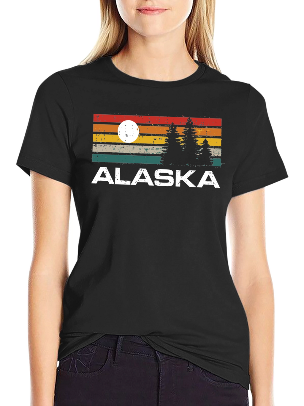 Alaska Graphic Tee Retro Style Black T-Shirt