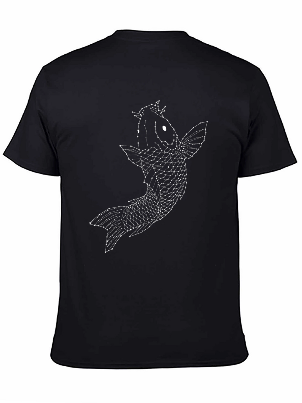 Geometric Koi Fish Graphic Tee - Black
