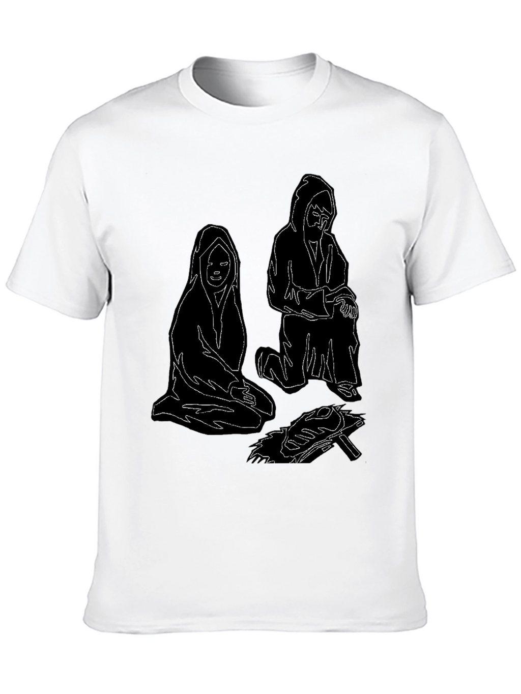 Unique Black T-Shirt with Illustrated Figures by Fire