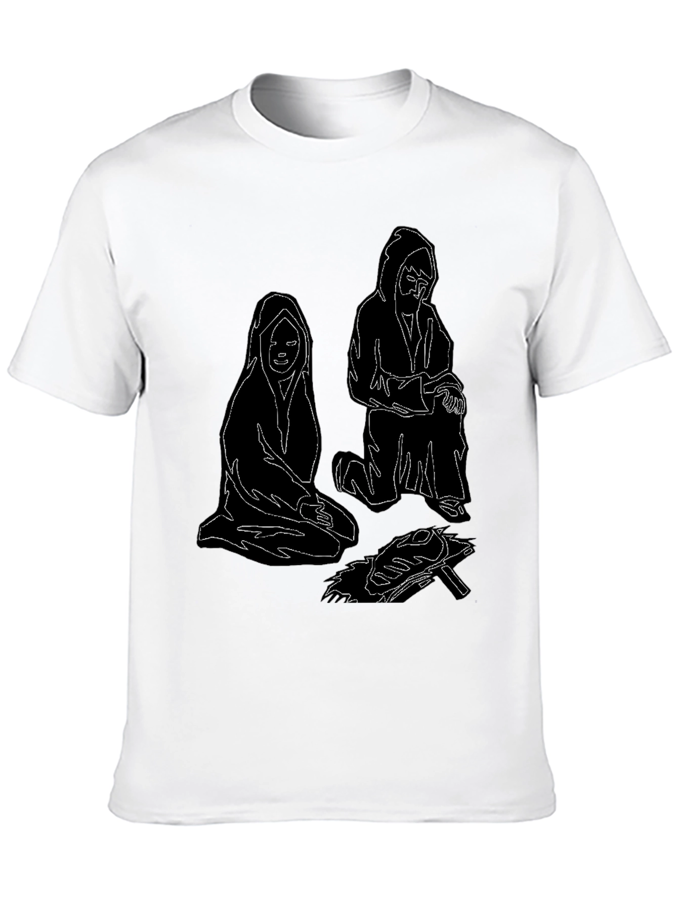Unique Black T-Shirt with Illustrated Figures by Fire