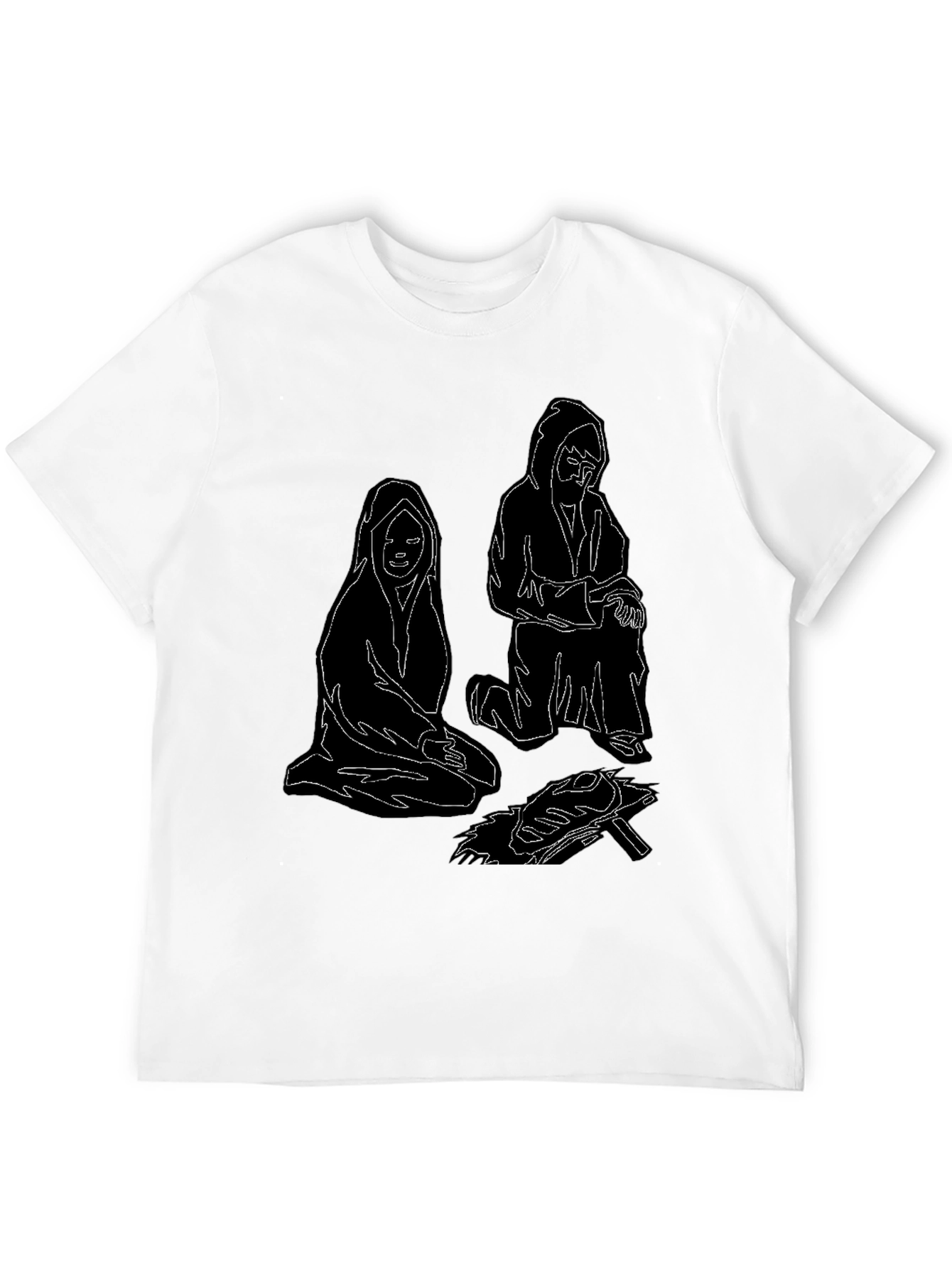 Unique Black T-Shirt with Illustrated Figures by Fire