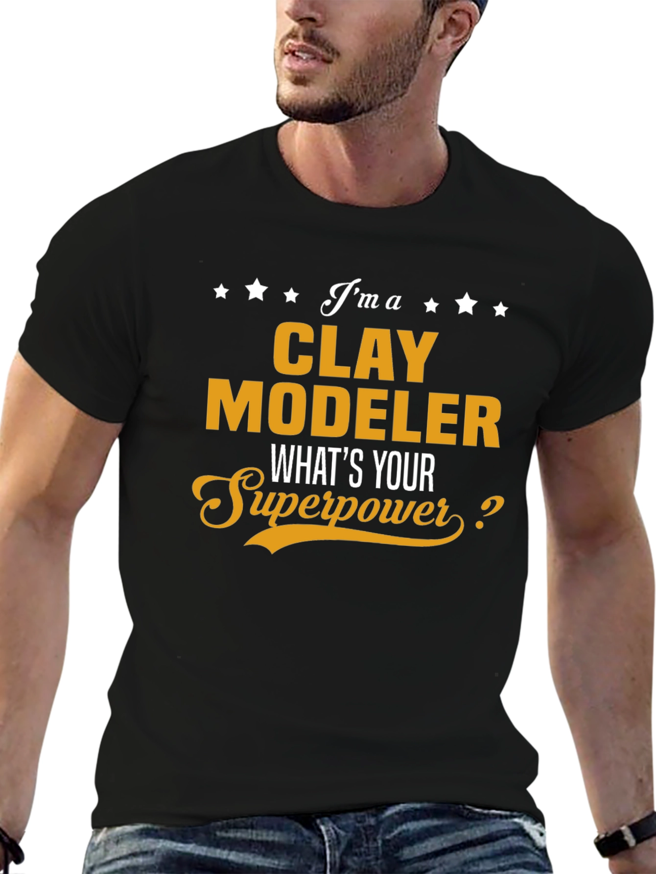 Clay Modeler Superpower T-Shirt - Black Novelty Tee