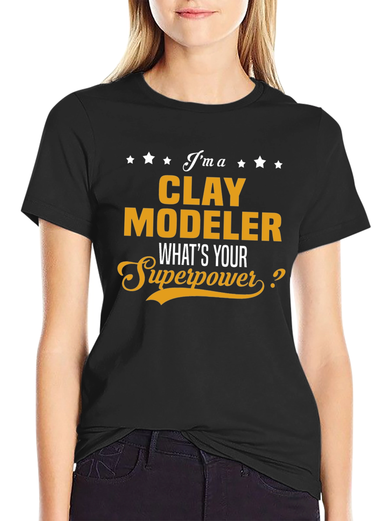 Clay Modeler Superpower T-Shirt - Black Novelty Tee