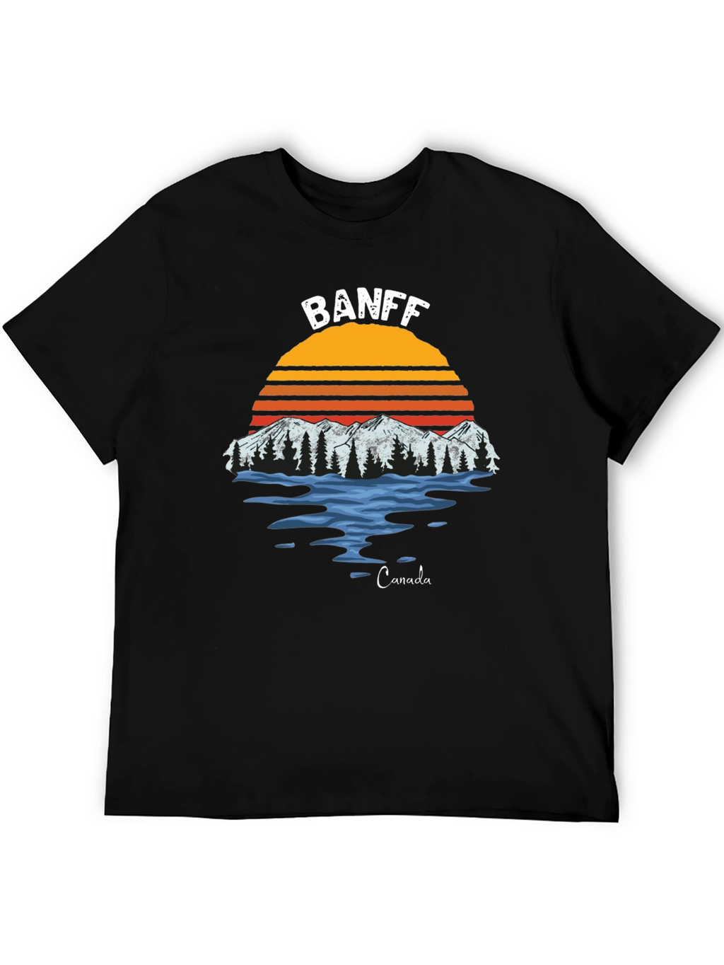 Banff Canada Graphic T-Shirt - Retro Mountain Sunset Tee