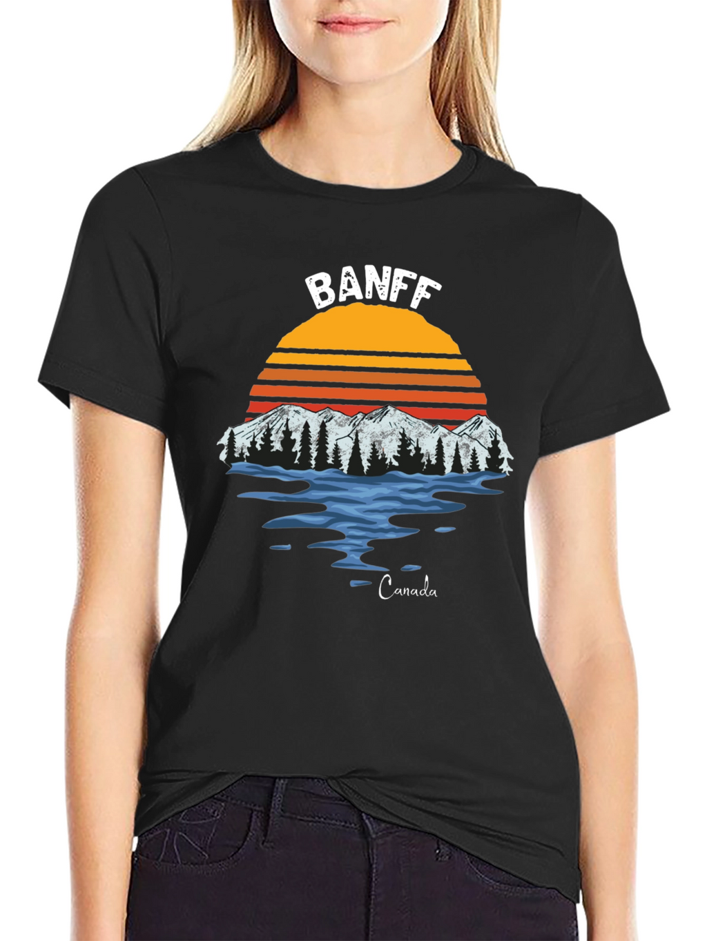 Banff Canada Graphic T-Shirt - Retro Mountain Sunset Tee