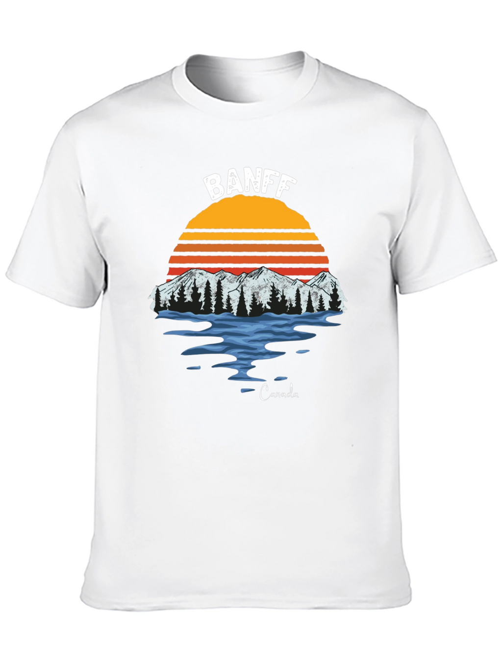 Banff Canada Graphic T-Shirt - Retro Mountain Sunset Tee