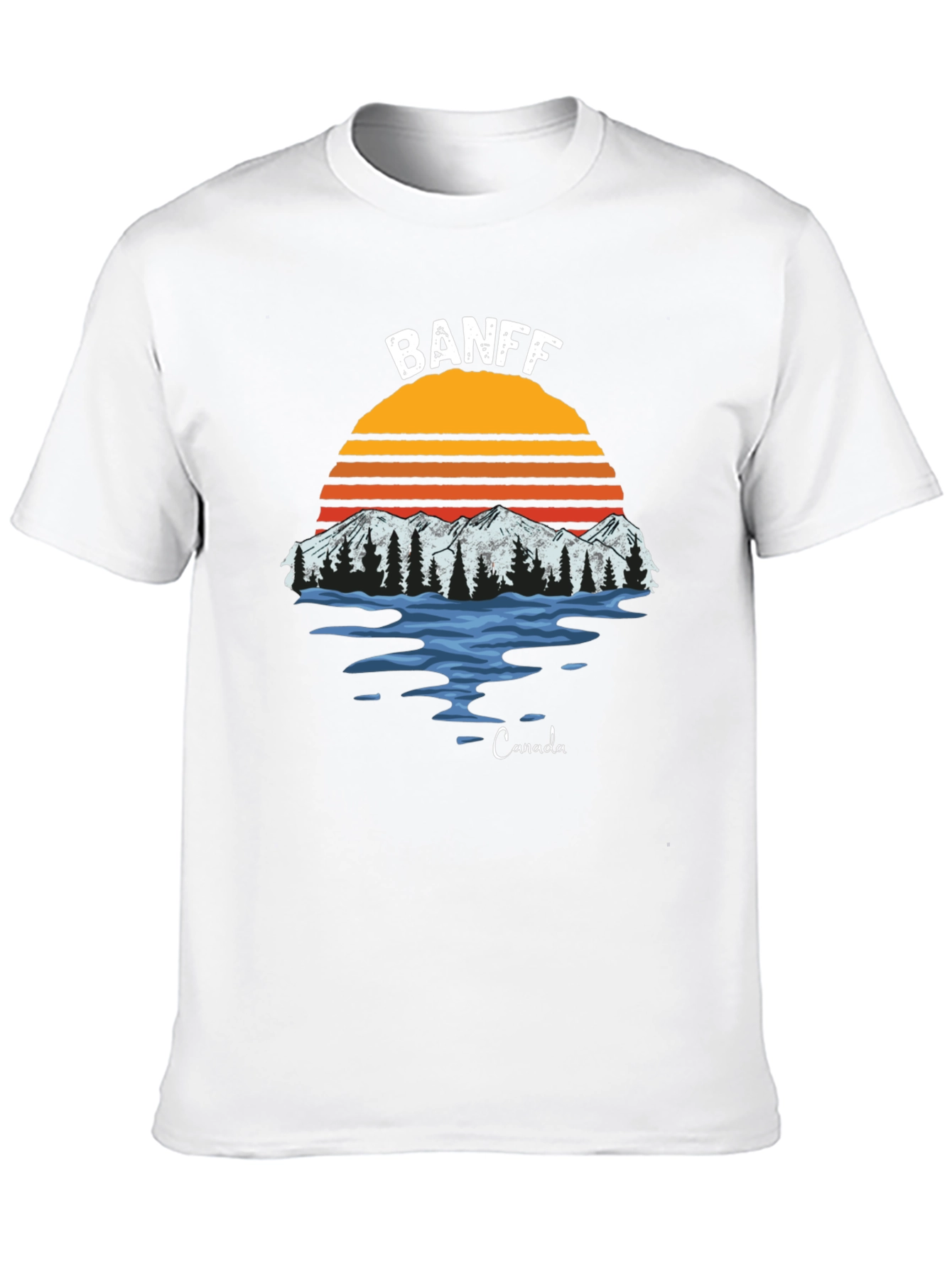 Banff Canada Graphic T-Shirt - Retro Mountain Sunset Tee