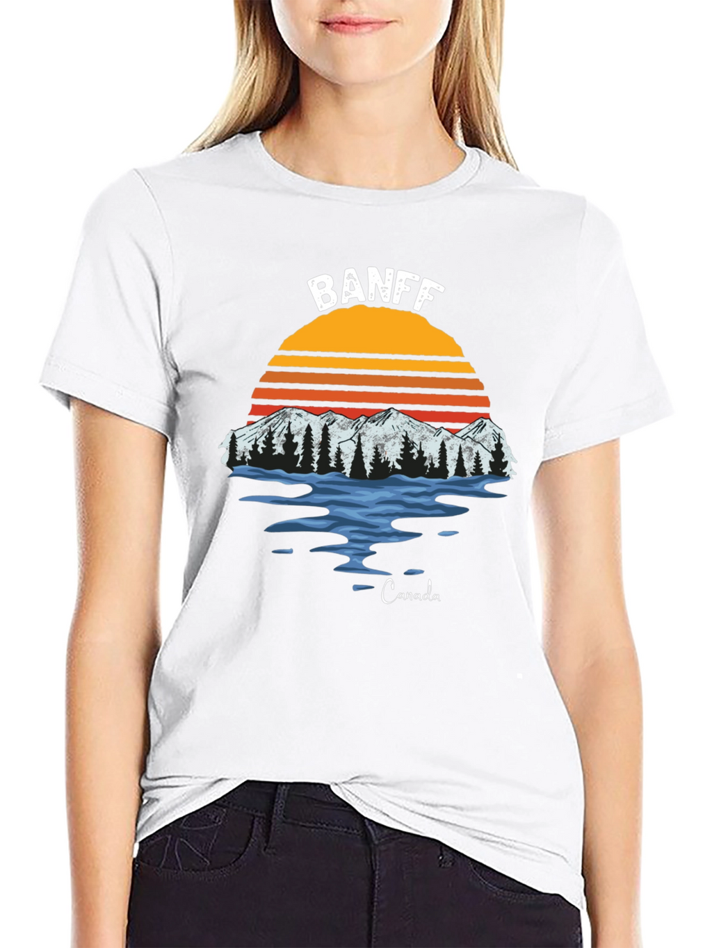 Banff Canada Graphic T-Shirt - Retro Mountain Sunset Tee