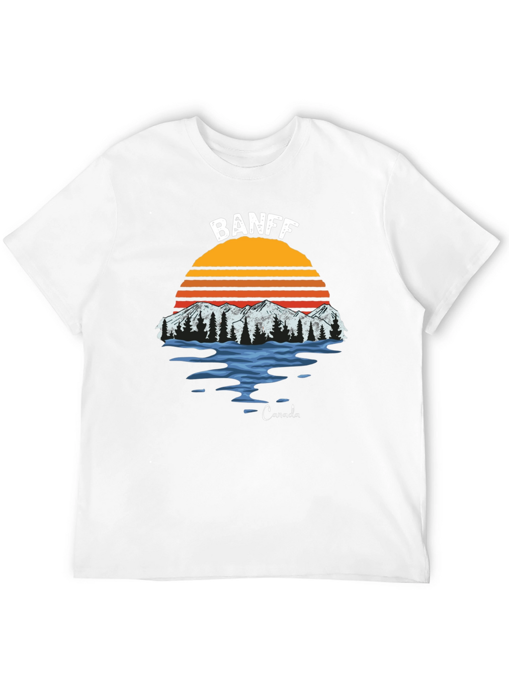 Banff Canada Graphic T-Shirt - Retro Mountain Sunset Tee