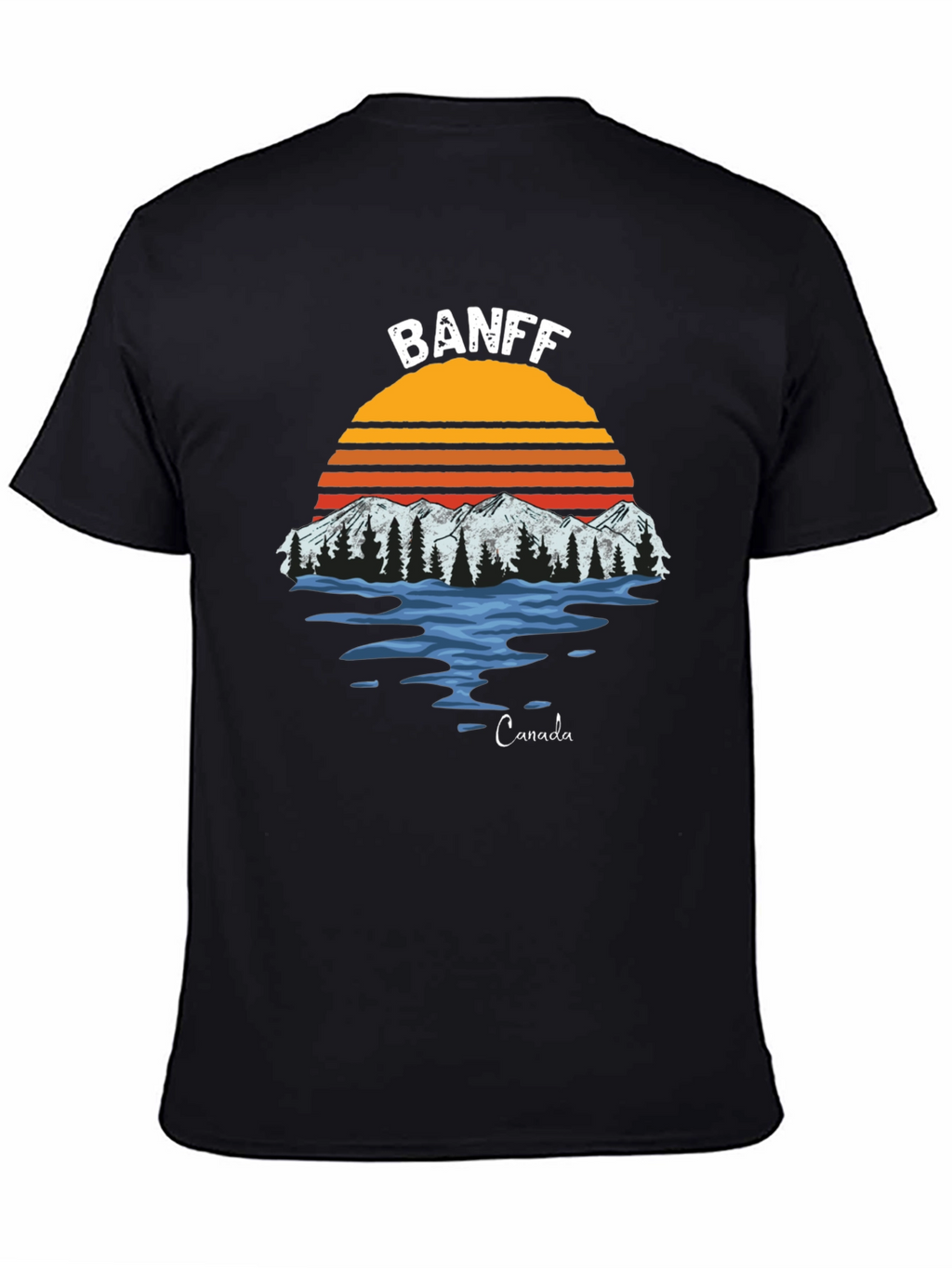 Banff Canada Graphic T-Shirt - Retro Mountain Sunset Tee