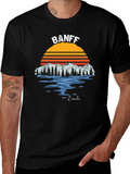 Banff Canada Graphic T-Shirt - Retro Mountain Sunset Tee
