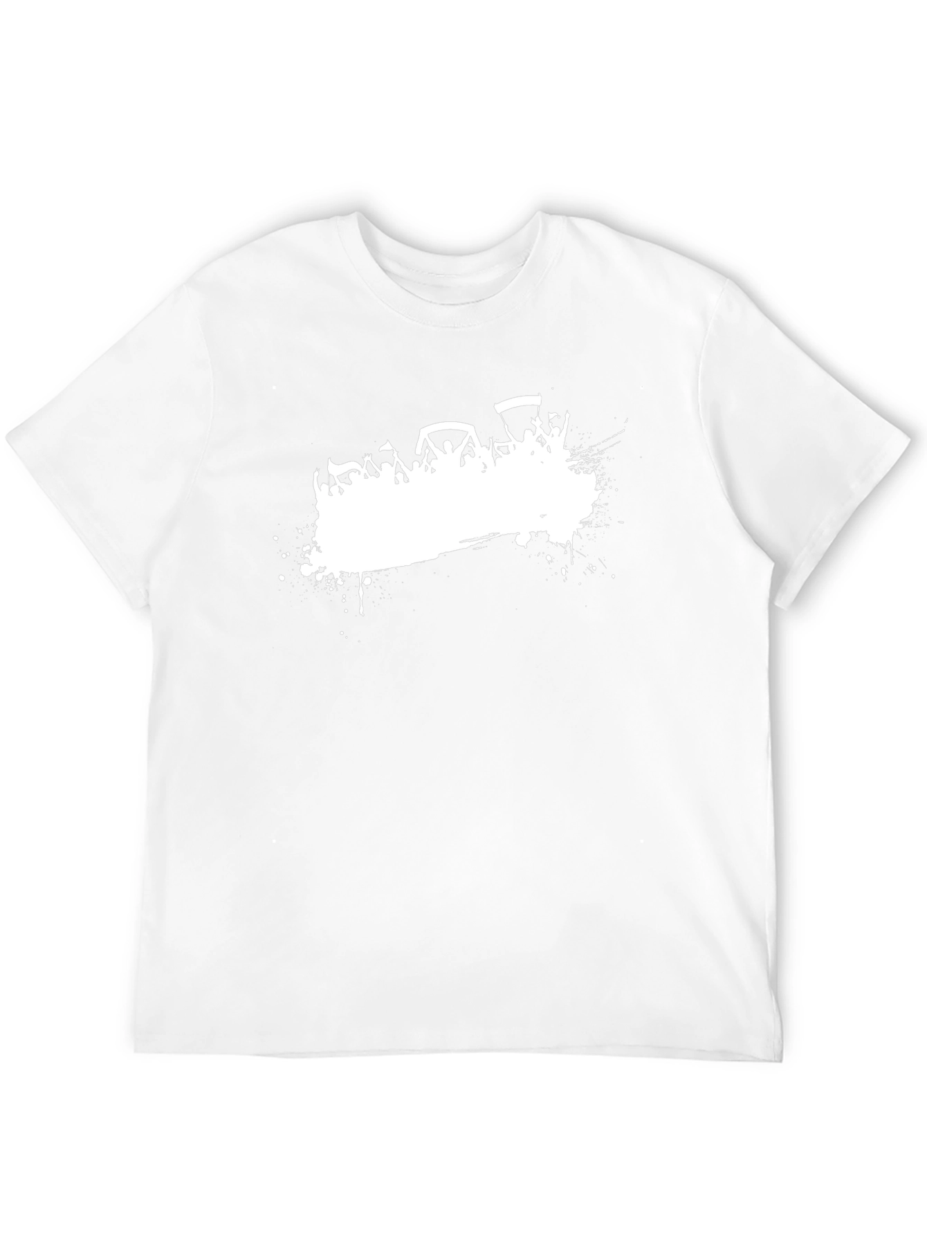 Mens Black Graphic Tee - White Crowd Print