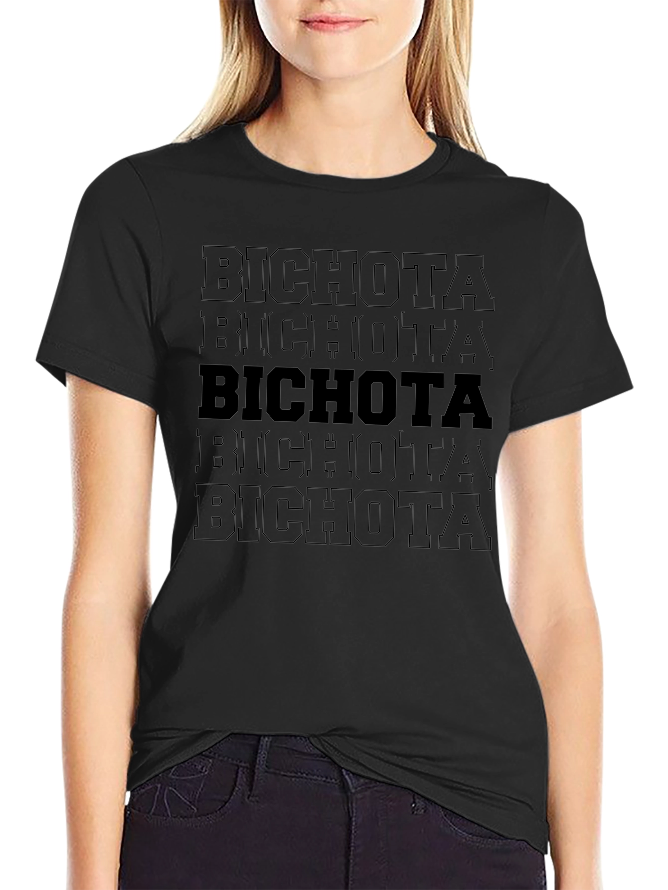 Bichota Graphic T-Shirt - Black Crew Neck Tee