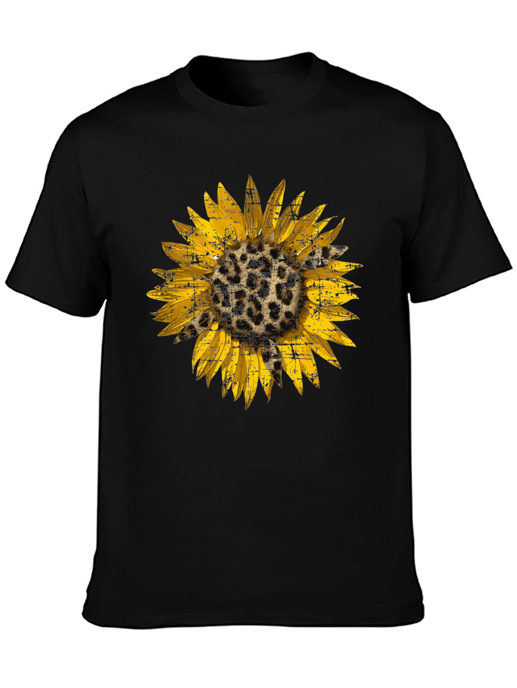 Leopard Sunflower Graphic Tee - Black