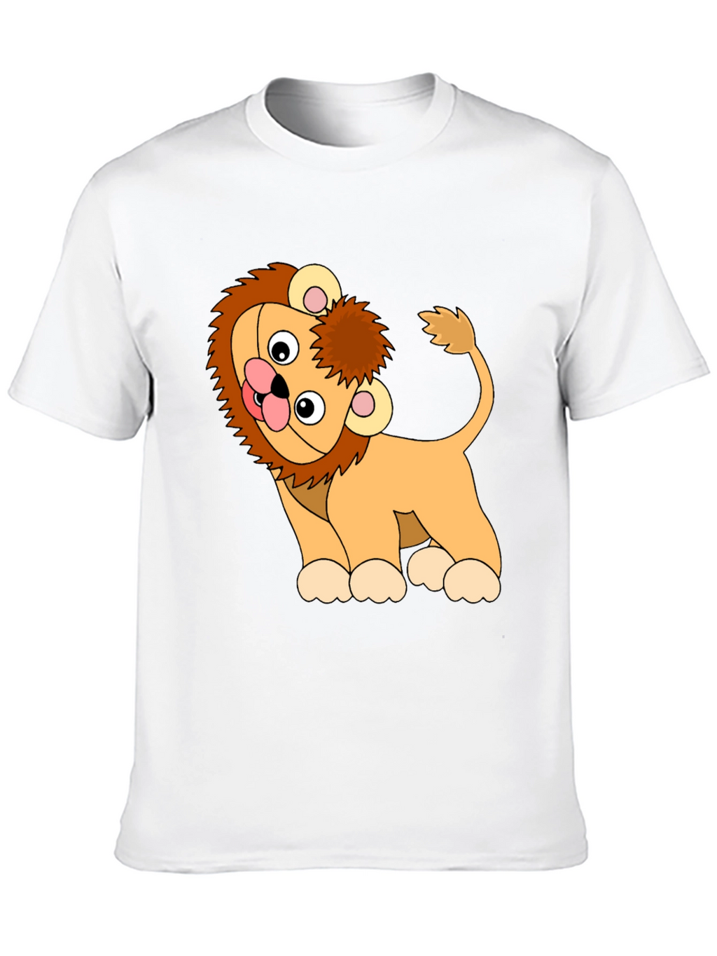 Cute Cartoon Lion Black T-Shirt
